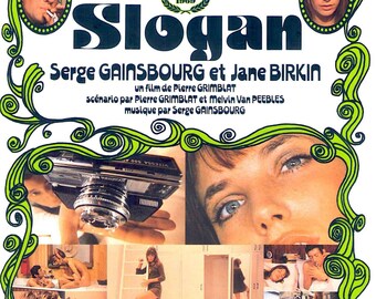 Slogan (A) | 60s French Cinema | first Birkin +Gainsbourg film | 1995 print | vintage Japanese chirashi film poster