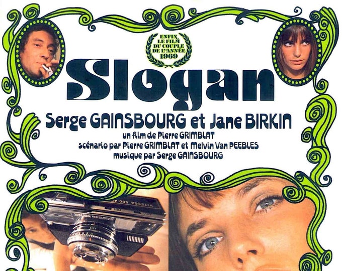 Slogan (A) | 60s French Cinema, first Birkin +Gainsbourg film | 1995 print | vintage Japanese chirashi film flyer