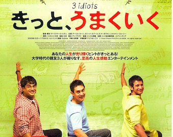 3 Idiots | Indian Cinema, Aamir Khan, Rajkumar Hirani | 2013 original print | Japanese chirashi film poster