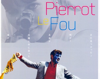 Pierrot le fou (B) | 60s French Cinema, Jean-Paul Belmondo, Anna Karina | 2016 print | Japanese chirashi film poster