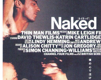 Naked | 90s British Cult Classic, Mike Leigh, David Thewlis | 1994 original print | vintage Japanese chirashi film poster