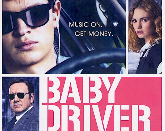 Baby Driver | American Cinema, Ansel Elgort, Lily James | 2017 original print | Japanese chirashi film flyer
