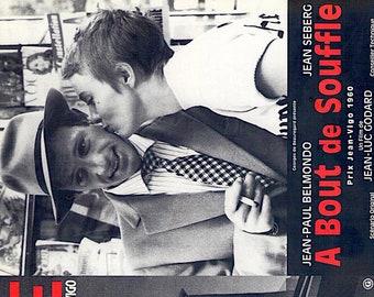Breathless + L'Atalante | 60s French Cinema, Jean-Luc Godard, Jean Vigo | 1998 print | vintage Japanese chirashi film flyer
