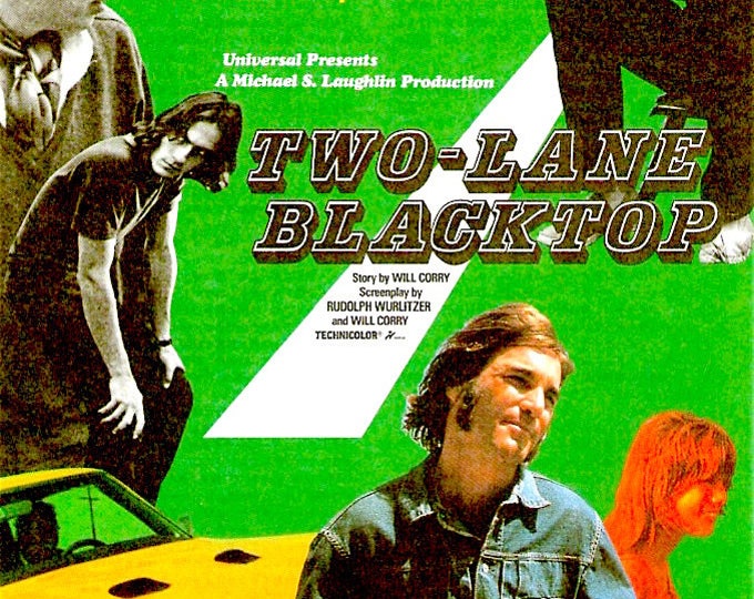 Two-Lane Blacktop (A) | 70s Cult Classic, Monte Hellman, Warren Oates | 1995 print | vintage Japanese chirashi film flyer