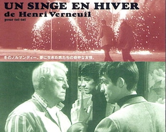 A Monkey in Winter | 60s French Cinema, Jean Gabin, Jean-Paul Belmondo | 1996 print | vintage Japanese chirashi film flyer