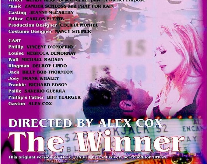 The Winner | 90s Cinema, Alex Cox, Rebecca De Mornay | 1998 original print | vintage Japanese chirashi film flyer