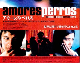 Amores Perros | Mexican Cult Classic, Gael García Bernal, Alejandro G Inarritu | 2002 original print | Japanese chirashi film poster