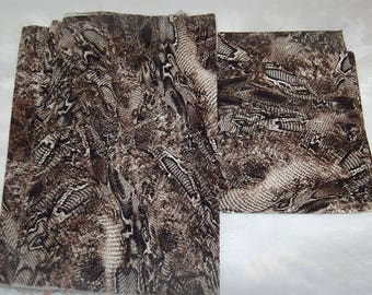 3 black and brown stretch fabric coupons lizard prints