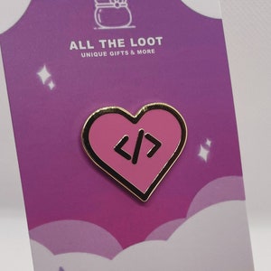 Kawaii enamel pin - gift for her - programmer gift - Girls who code - Hard Enamel pin - Gold trim - rubber back - graduation gift