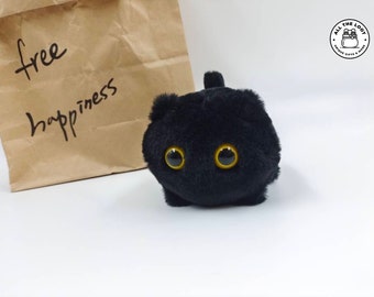 Gremliny plushie cat, adoptable kitty, desk buddy, handmade plushie, black cat plush, spooky plushie, cat plush, halloween decor