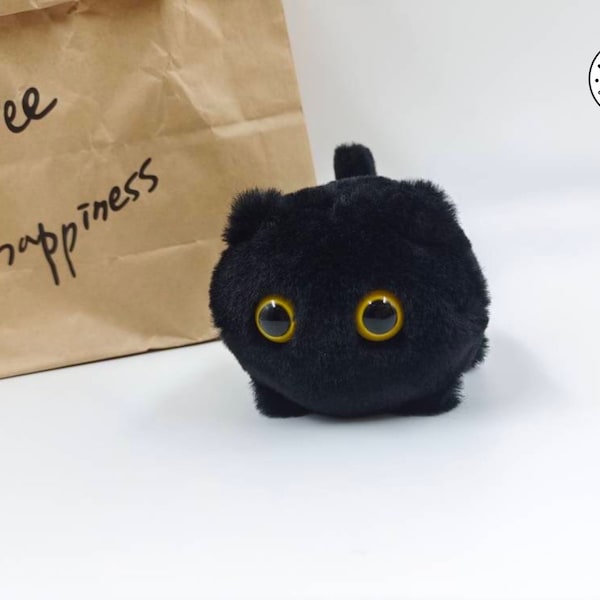 Gremliny plushie cat, adoptable kitty, desk buddy, handmade plushie, black cat plush, spooky plushie, cat plush, halloween decor