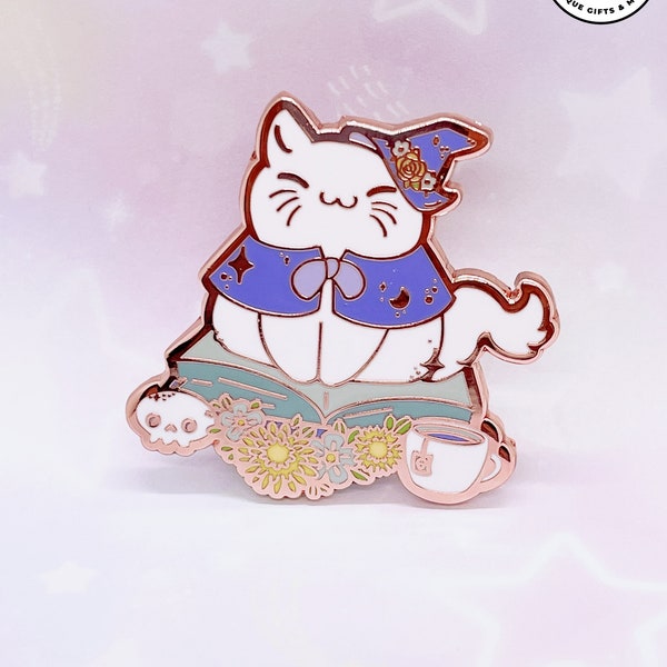 Kawaii Witch Cat pin, cute cat pin, witch enamel pin, kawaii witch pin, cat enamel pin, cat lover gift, whimsical pin, witch cat pin
