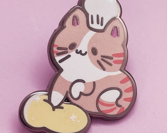 Kawaii Chef Cat Pin, Adorable Feline Kneading Dough, Cute Chef Kitty Enamel Pin, cute cat art, cat pin, gift for her, birthday gift