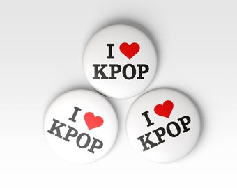 I heart KPOP; I love KPOP button pin, heart button pin; gift idea, I heart pins; gift idea for bestie | Korean Pop | Korean | Anime | krock