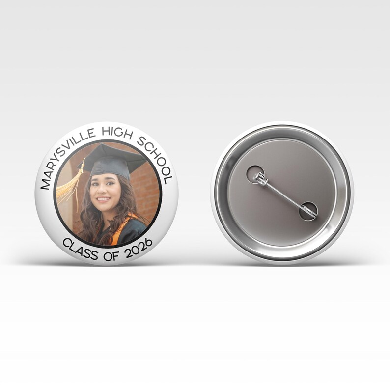 Custom Class of 2026 Photo Buttons Pins, Personalized Graduation Favors ...