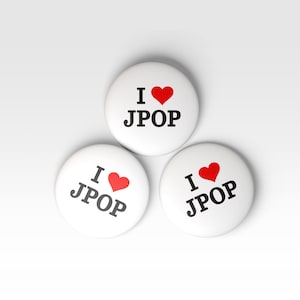 I love JPOP button pin, heart button pin; I heart JPOP; gift idea, I heart pins; gift idea for bestie | Japanese Pop | Japan | Anime | jrock