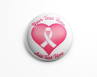 Insignias de botón con lazo de concientización personalizado, pines personalizados contra el cáncer; pines personalizados contra el cáncer; correr/caminar, caminata contra el cáncer, lazo rosa de concientización