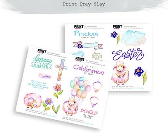 Easter Bible Journaling Printables Lamb of God Bible Journaling Kit faith planner printables Faith Planner Stickers Easter stickers