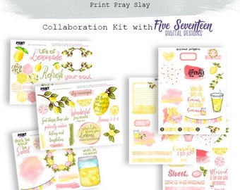 Life of Lemonade Collab Bible Journaling Printable Kit Faith Planner Stickers - 3 pages included