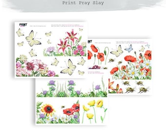 Spring Overlay Bible Journaling Printables Flowers for Bible Journaling Floral Stickers Page decor butterflies bees