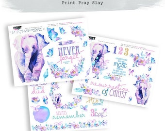 Easter Bible Journaling Printables Never Forget Bible Journaling Kit faith planner printables Faith Planner Sticker Easter stickers Elephant