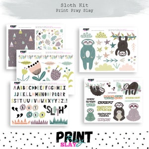 Sloth Bible Journaling Printable Faith Planner Stickers Sloth Stickers Die cuts clip art planner stickers sloth printables