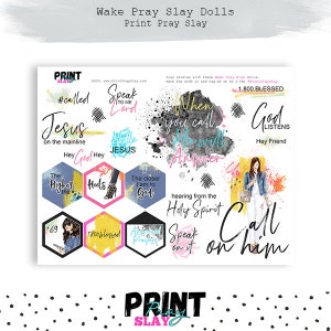 Call on Him Wake Pray Slay Dolls Bible Journaling Printables Planner stickers Faith Planner Printable Bible Stickers Digital LT image 3