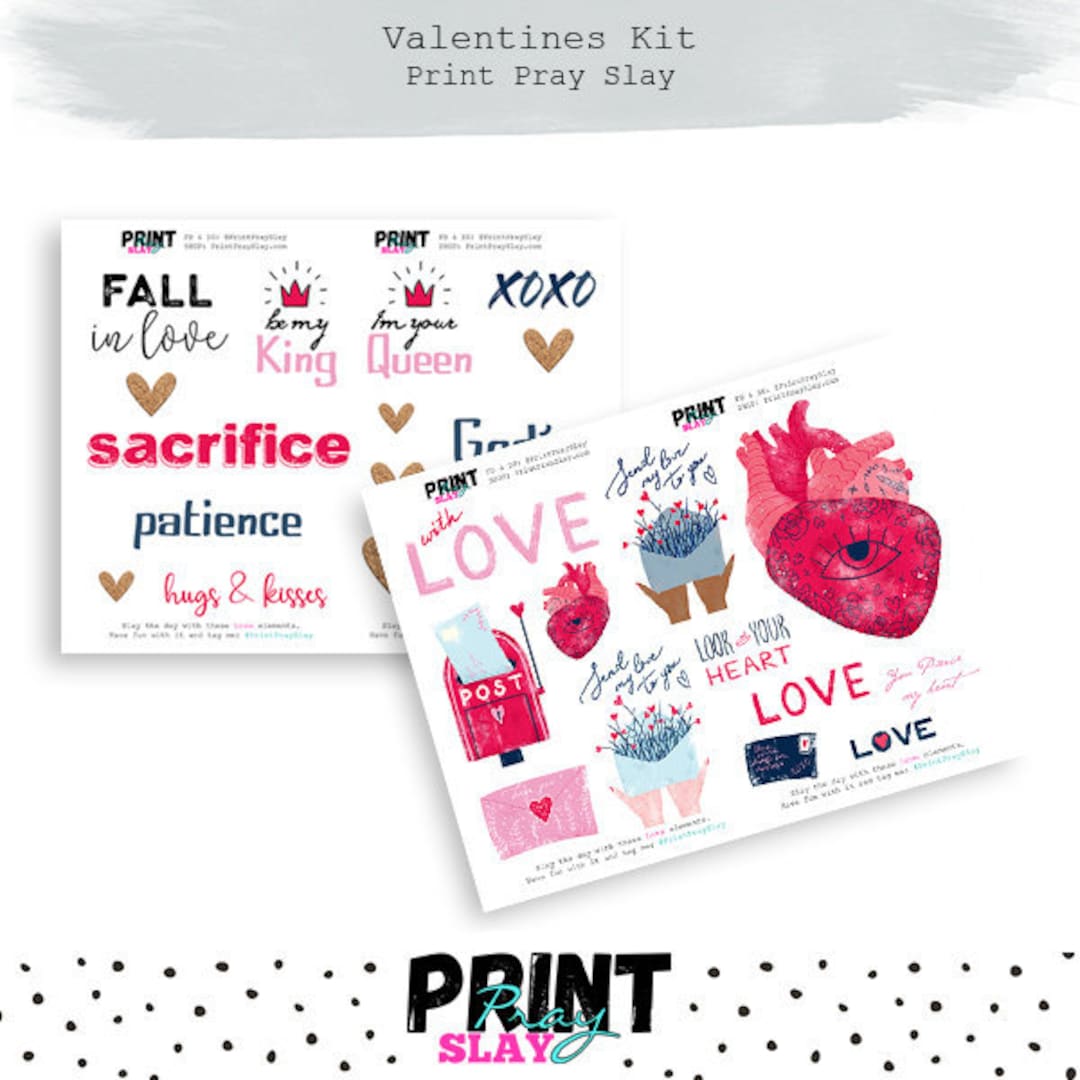 Valentines Bible Journaling Printable Planner Stickers Valentines ...