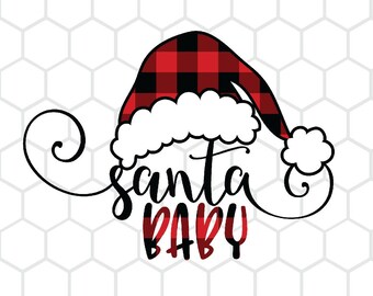 Santa Baby Christmas SVG File with Buffalo Plaid Sublimation PNG