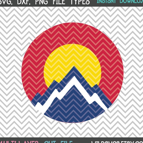 Colorado Inspired Roundel Design, Mountains, CO, Colorado Mountains, Colorful Colorado, Cricut Cut File, Silhouette File