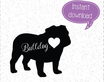 Download Bulldog silhouette | Etsy