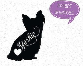 Download Yorkie silhouette | Etsy