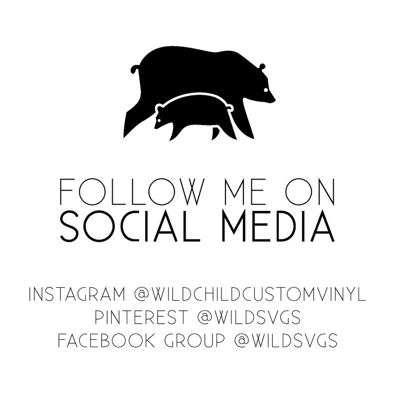 May include: Black and white illustration of two bears, a larger bear and a smaller bear, walking side by side. Text below the bears reads "FOLLOW ME ON SOCIAL MEDIA" and includes social media handles for Instagram, Pinterest, and Facebook.