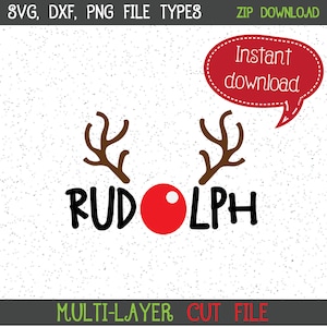 Rudolph Red Nose Reindeer Christmas SVG Design - Etsy