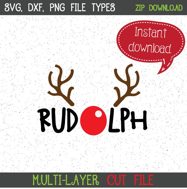 Rudolph Red Nose Reindeer Christmas SVG Design - Etsy