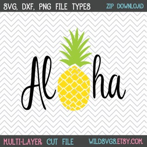 Aloha SVG, SVG de piña, Aloha, piña, SVGs de verano, cuttables, SVGs, archivo de corte cricut, archivo de silueta