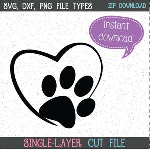 Heart Paw SVG, Heart Dog Paw SVG, Dog SVGs, Dogs SVGs, Heart Paw SVGs, Dog Paw SVGs, SVGs, Cricut Cut File, Silhouette File image 1