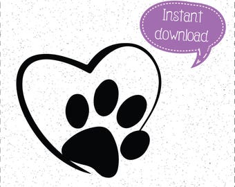 Heart Paw SVG, Heart Dog Paw SVG, Dog SVGs, Dogs SVGs, Heart Paw SVGs, Dog Paw SVGs, SVGs, Cricut Cut File, Silhouette File