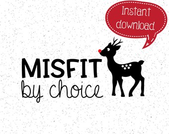 Arquivo de corte SVG de Natal de Misfit by Choice Red Nose Reindeer