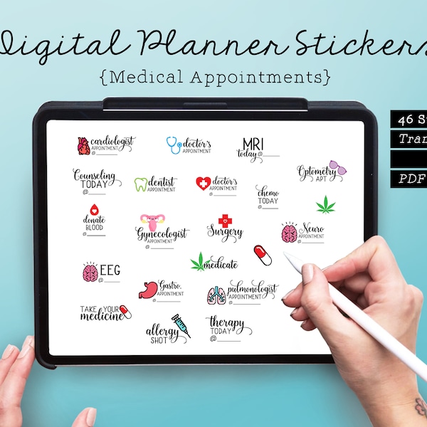 46 Medical Appointments Digital Planner Stickers