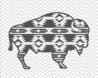 Aztec Buffalo SVG, Sublimation, Aztec Print Buffalo Clipart, Tribal Print Buffalo, Aztec Buffalo Print SVG, Cricut Cut File, Silhouette File