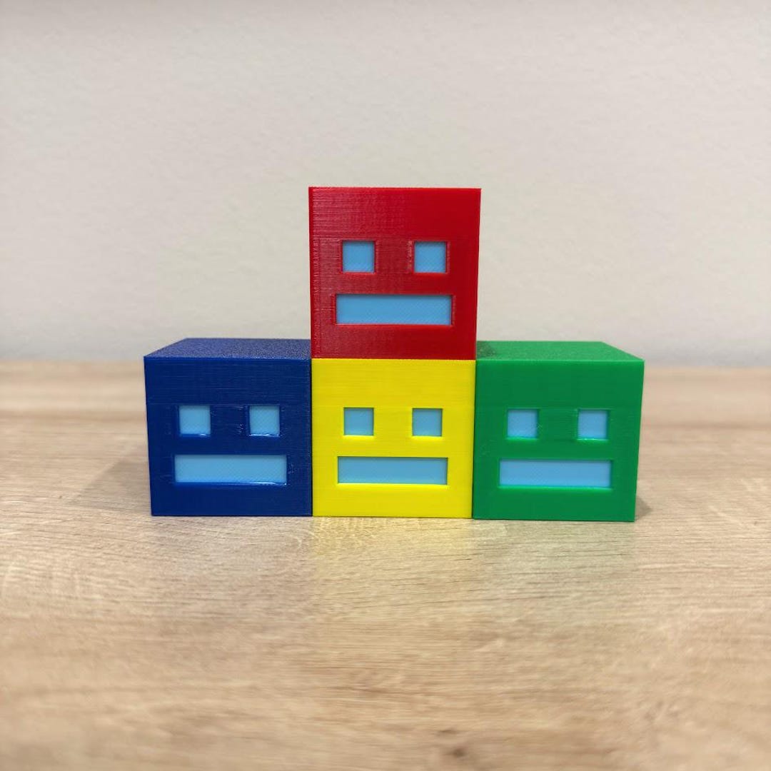 Math Iconic Figure Geometry Dash Cube Figure | Iconic Game Character Desk Decor | Gamer ...