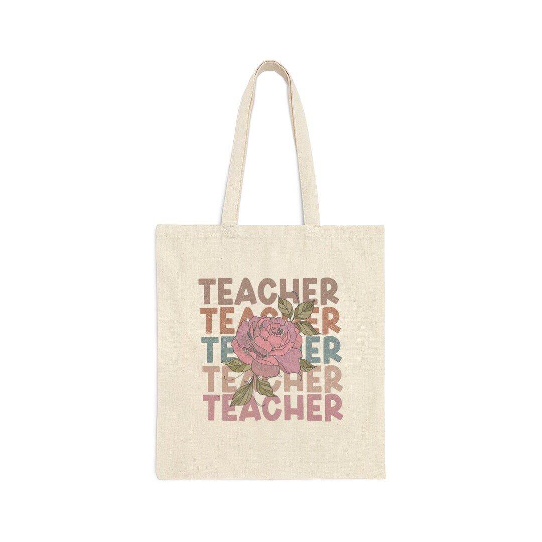 Boho Floral Teacher Tote Bag, Teacher Gift, Office Tote, Book Bag ...