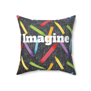 Creative Back to School Gift for Teachers and Students, Imagine Throw Pillow, Crayon Couch Pillow, School Presents, Tutor Gifts, Daycare