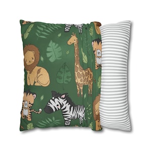 Safari Nursery Throw Pillow Cover, Nursery Decor, Safari Theme, Kids Room Decor, Baby Shower Gift, Baby Present, Zoo Animal Pillow, Jungle