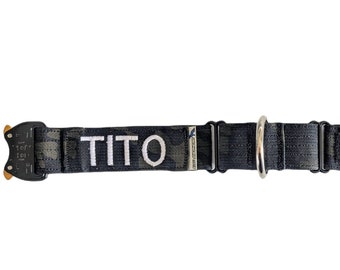 Collar táctico Martingala de 1,5" con hebilla y parche para nombre