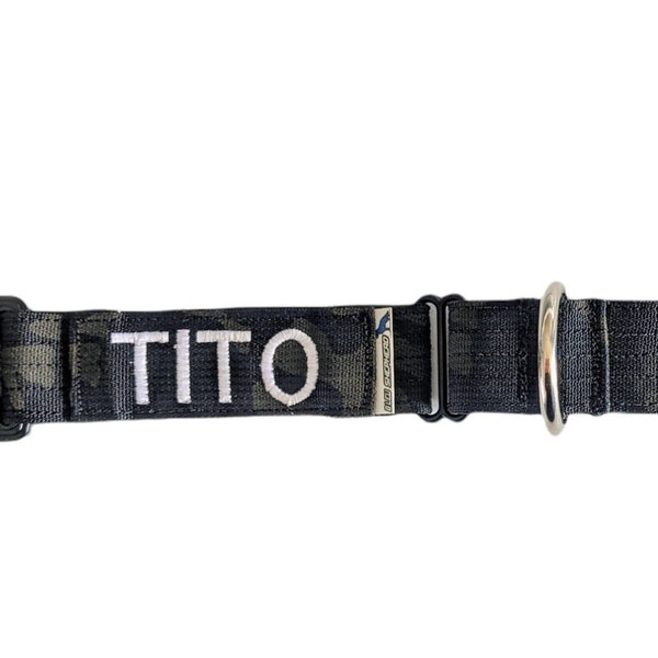 1.5" Martingale Tactical Collar with Buckle, Name Patch
