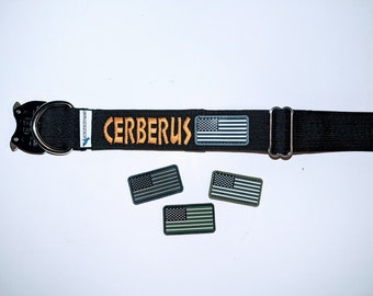 1.5" Performance Dog Collar with Name & Flag Patch