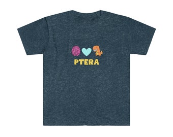 PTERA brains, hearts, and dinos T-Shirt - Kind Minds Smart Heart