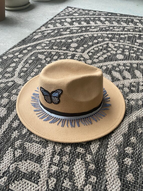 Blue Butterfly Beaded Tassel Hat - Etsy display picture 2